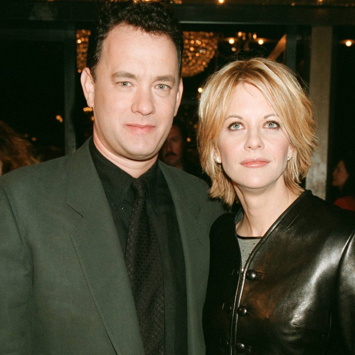 Meg Ryan and Tom Hanks at the New York City premiere of You've Got Mail on December 10, 1998, at the Ziegfeld Theater
