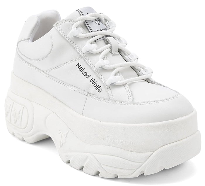 Naked Wolfe Sporty White Leather Chunky Shoes