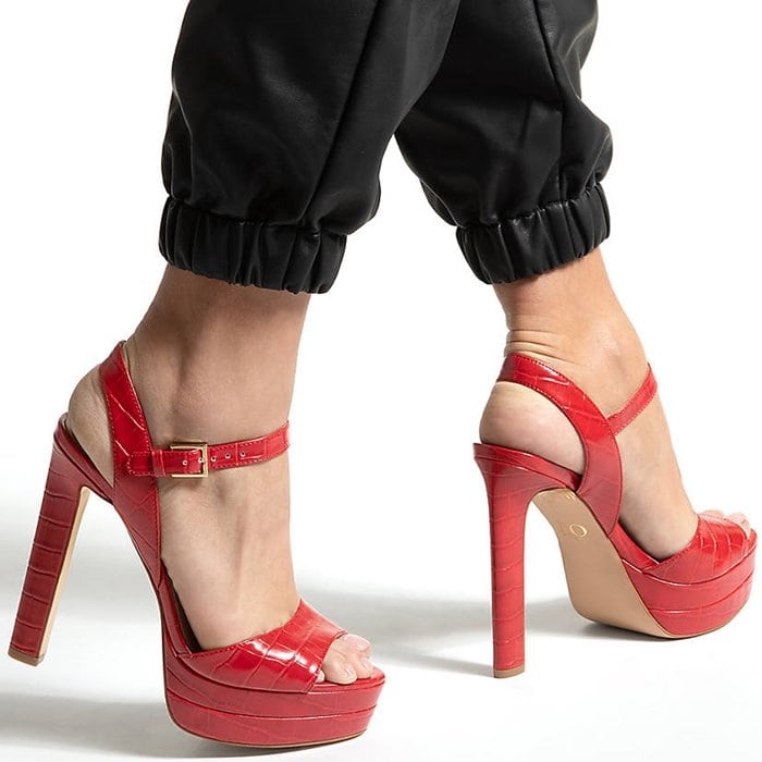 Croco embossing brings untamed texture to the Norela sandals