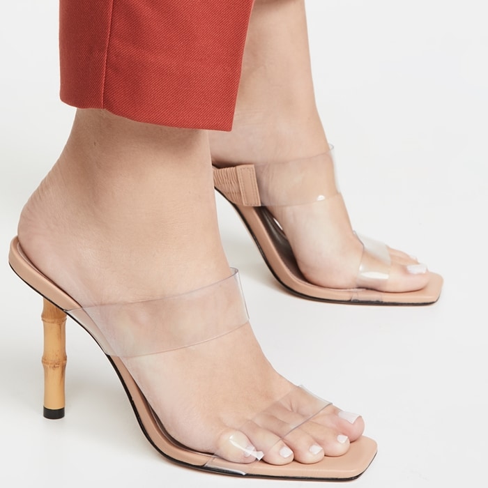 heeled leather square toe sandals