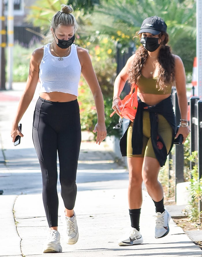 Vanessa Hudgens heads to Dogpound Los Angeles gym with a friend on August 24, 2020