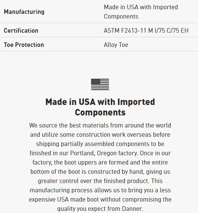 You can check Danner's website to see if the product you're intending to buy was made in the USA