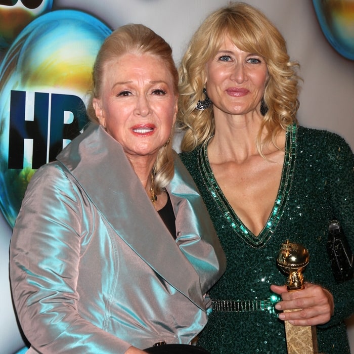 Actresses Diane Ladd (L) and Laura Dern attend HBO's Post 2012 Golden Globe Awards Party