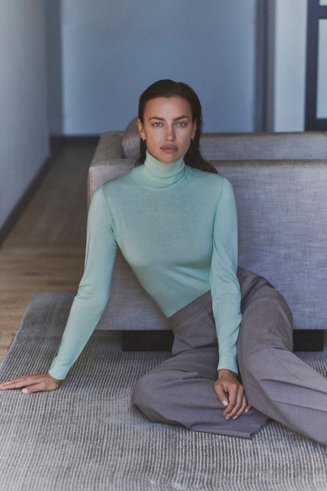 Irina Shayk promotes Falconeri, an Italian brand specialized in the production of knitwear and cashmere for men and women