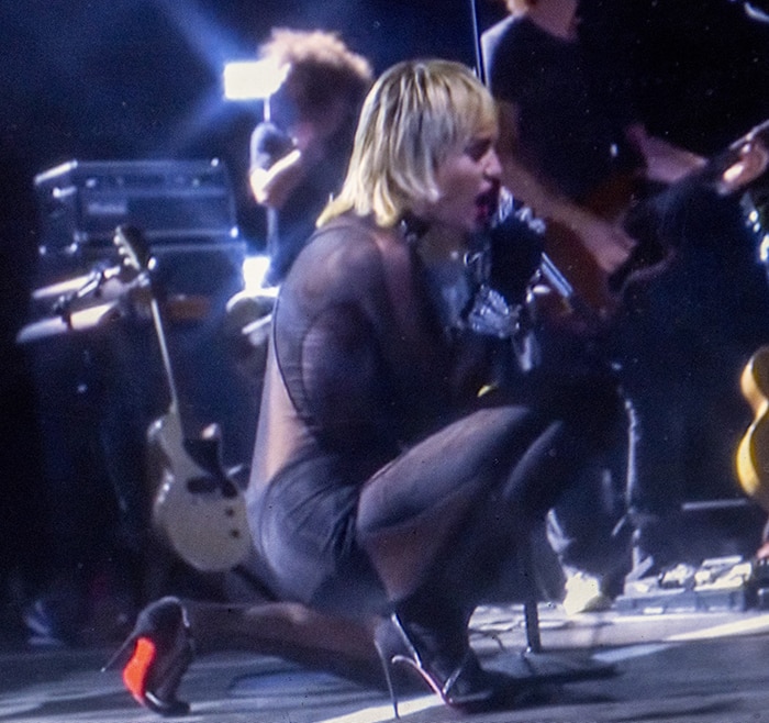 Miley Cyrus completes her look with Christian Louboutin Chiara pumps