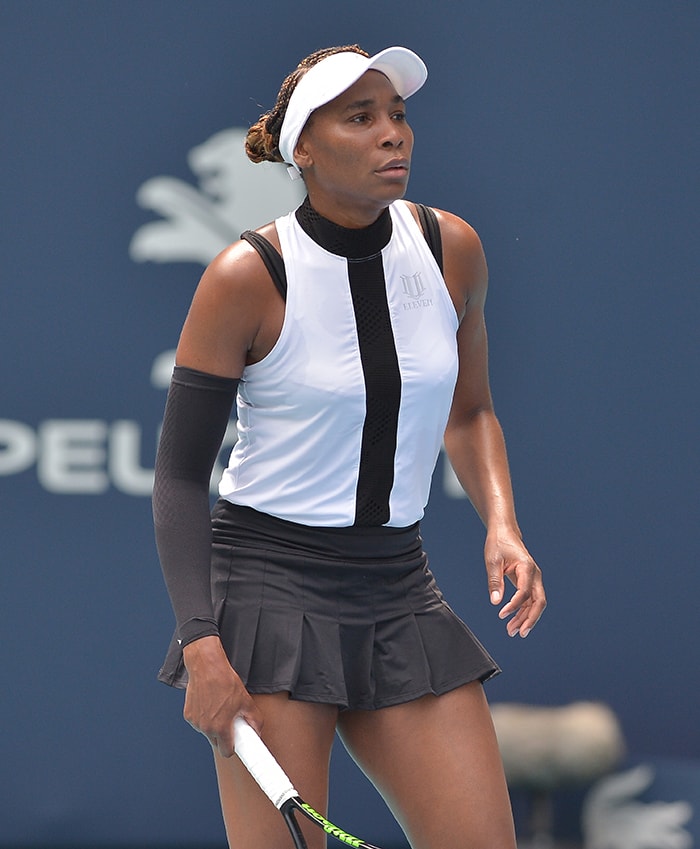 Venus Williams shows off her chic on-court look during the 2019 Miami Open on March 21, 2019