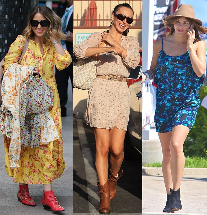 Rachel Stevens, Karina Smirnoff, and Katharine McPhee go western in printed dresses and western boots