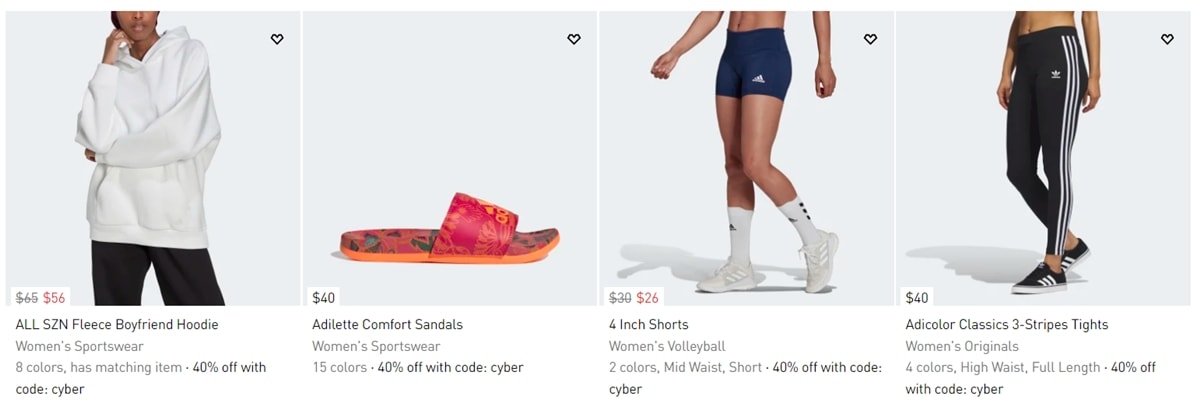 Adidas offers 40% off hoodies, sandals, shorts, and tights during its 2022 Cyber Monday sale
