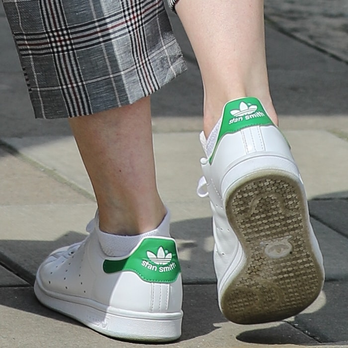 Suranne Jones wearing Adidas Stan Smith tennis shoes