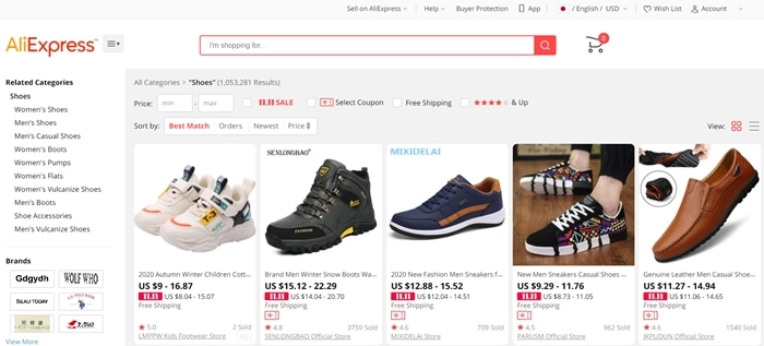 Many shoes sold on AliExpress are counterfeits and fakes