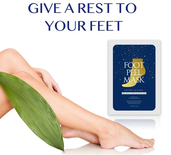 This simple foot peel mask will help soften aged cuticles, remove dry dead skin and repair coarsely cracked heels