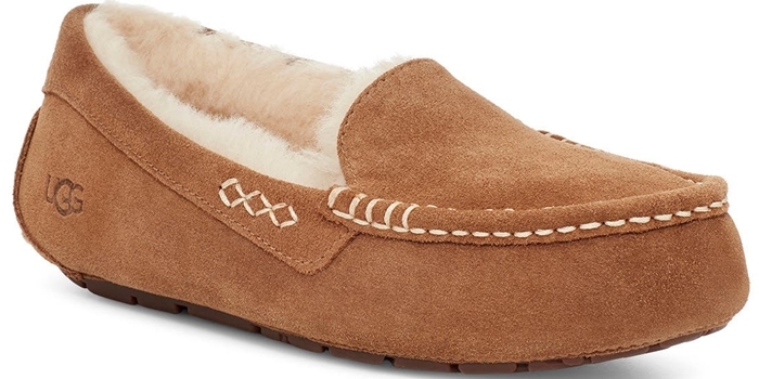 A soft, comfortable, and remarkably durable moccasin slipper is made from water-resistant suede so you can wear it on errands, around the house, or around campus