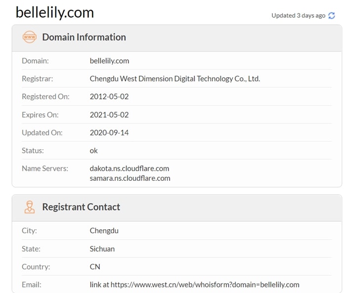 Bellelily was registered in China in 2012