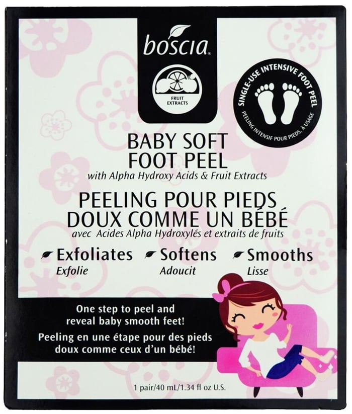 A natural exfoliating foot peel treatment packed with AHAs and fruit extract to help remove dead skin cell buildup from rough, dry feet