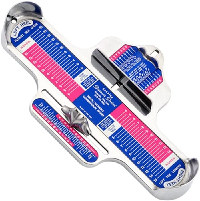 Invented by Charles Brannock, the Brannock Device is the standard foot measuring tool for the world's footwear industry