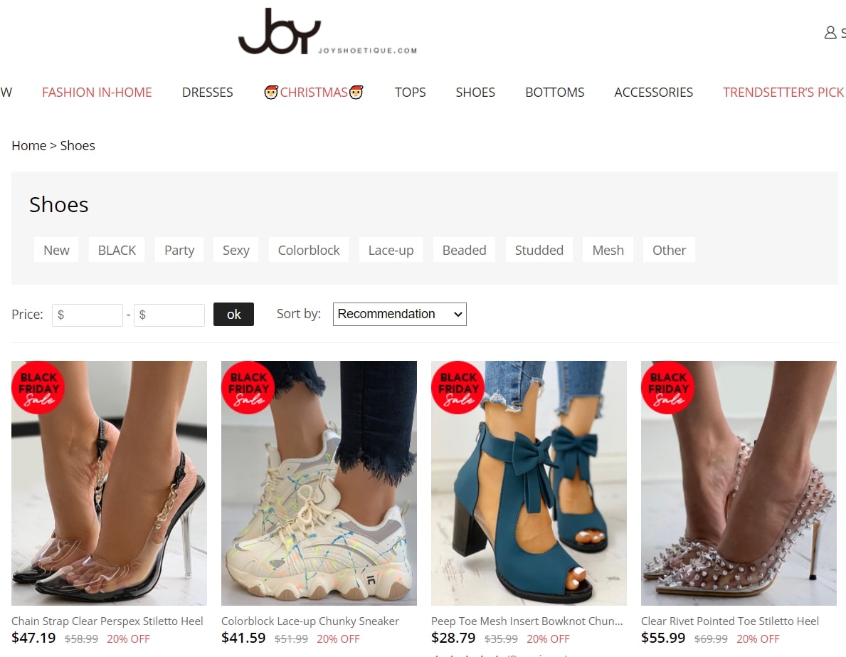 Joyshoetique is another website operated by the company behind IVRose and ChicMe 