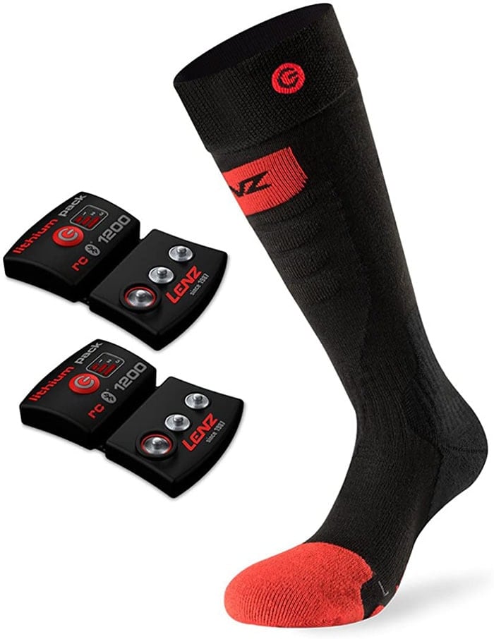 The knee-high heat sock 5.0 toe cap has an integrated shin protector and protectors in the toe and heel area