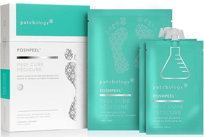 Patchology's foot peel treatment progressively dissolves dead skin on your feet with a combination of powerful acids