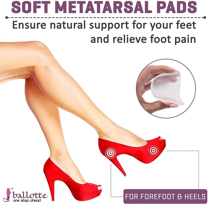 A ball of foot cushion for women is made up of medical-grade PU gel, which ensures natural support for your feet and feels soft and comfortable