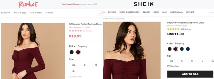 Owned by the same company Shein and Romwe sell identical products and use the same models