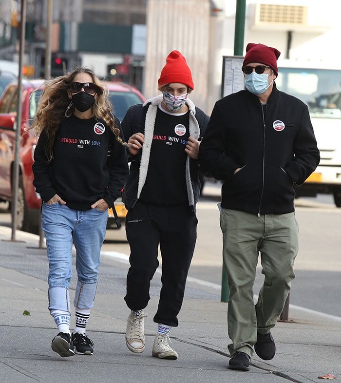 Sarah Jessica Parker and son James Broderick wear matching Jason Wu Rebuild with Love sweatshirts