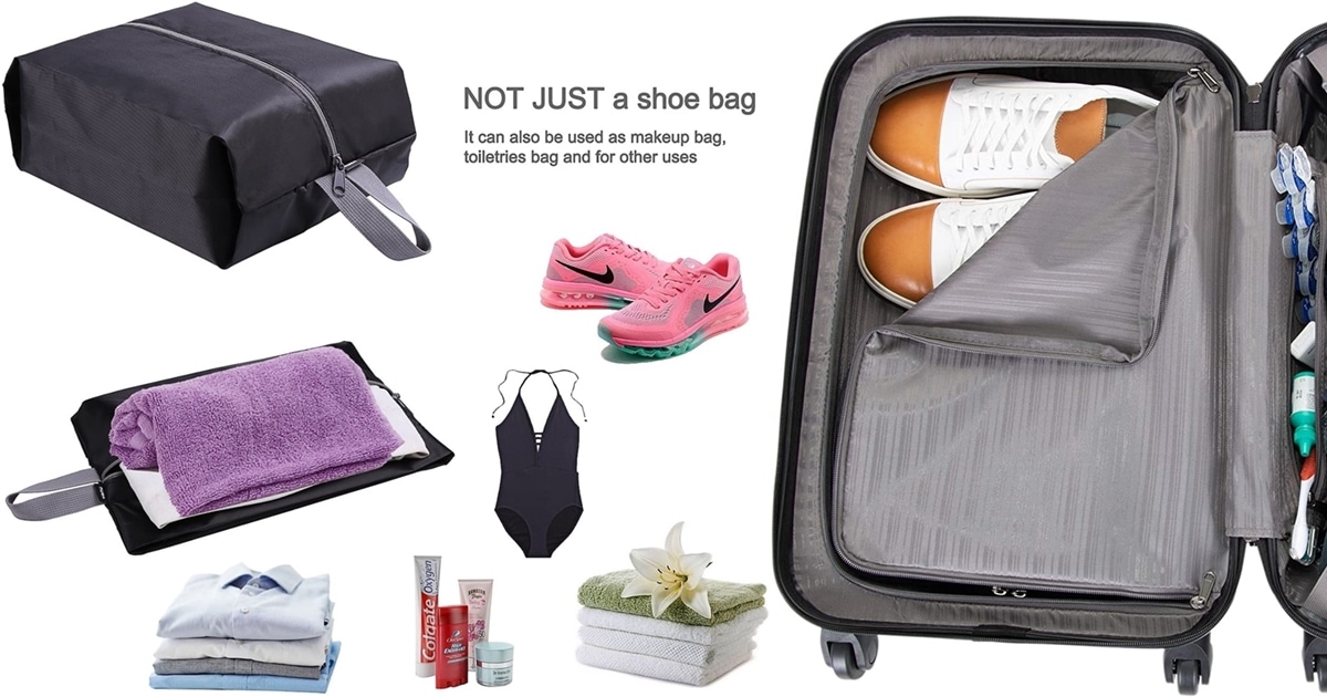 gray ZEEREE Travel Shoe Storage Bag,Shoe Storage Box Shoes multi-function dustproof,waterproof and breathable travel storage box,art storage bag that can be placed on the luggage trolley