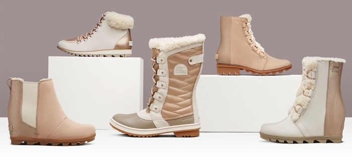 Plush fur and fleece lining with sophistication and insulation make Sorel snow boots winter essentials