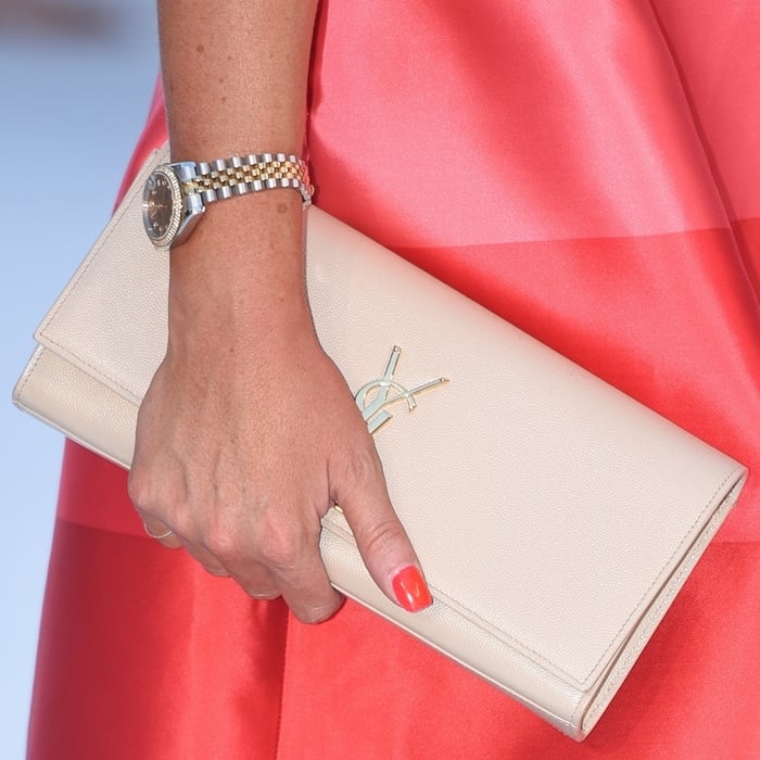 Jessica Wright carries a nude YSL clutch
