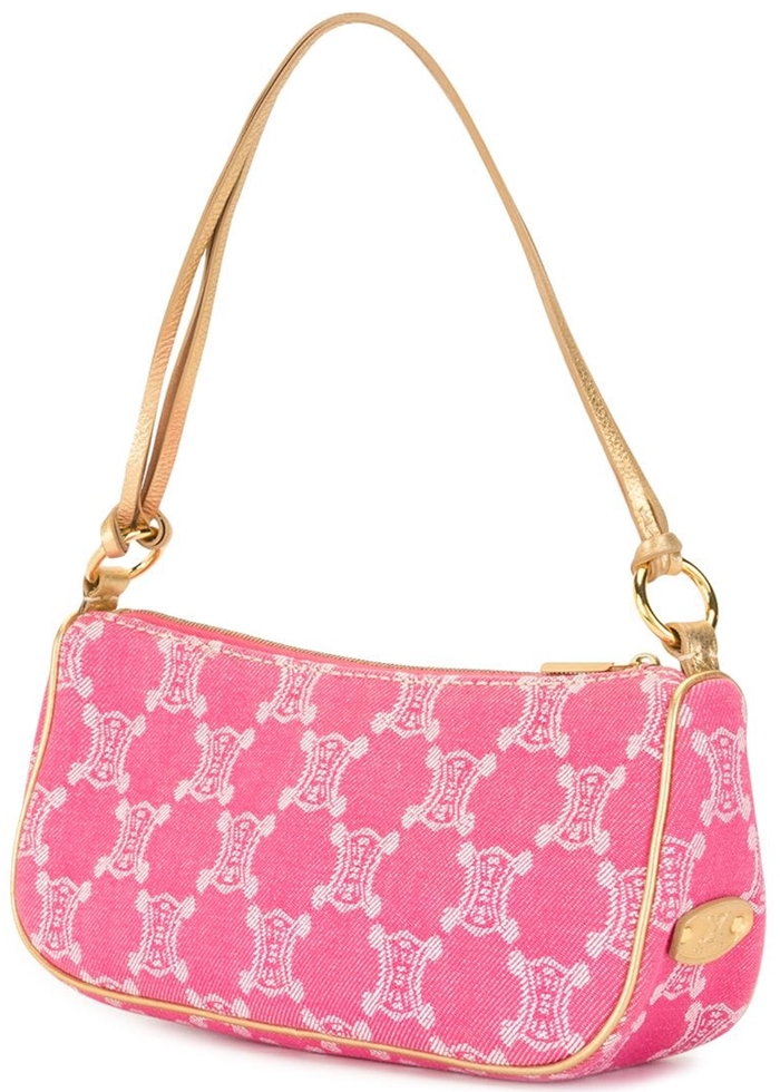 Pink/gold-tone Céline Macadam bag with single shoulder strap