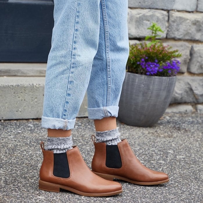 The Chelsea boot is a versatile style that is available in wide sizes at Clarks