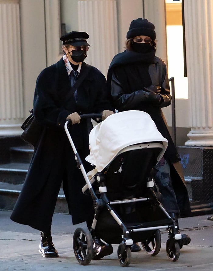 New mother Gigi Hadid takes her newborn baby out in New York City on December 15, 2020 for the first time since giving birth in September
