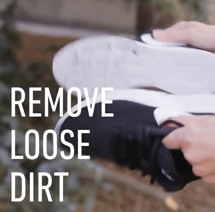 Remove caked-on dirt on the soles