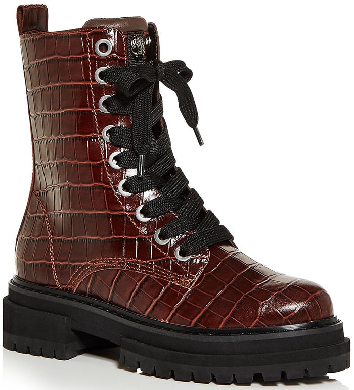 Kurt Geiger London Siva Croc-Embossed Combat Boots