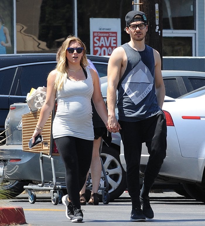 Pregnant Hilary Duff and Matthew Koma step out in Studio City on July 15, 2018 a month after announcing that they're expecting their first child together
