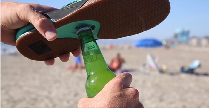 reef beer opener sandals