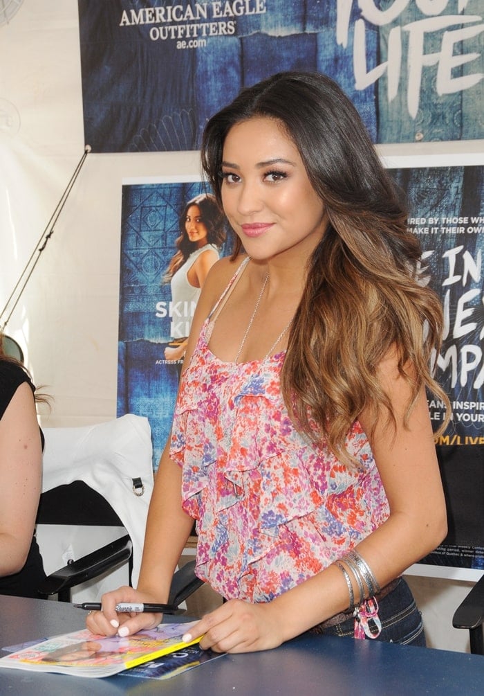 Actress Shay Mitchell attends the American Eagle Outfitters "Live Your Life" campaign launch