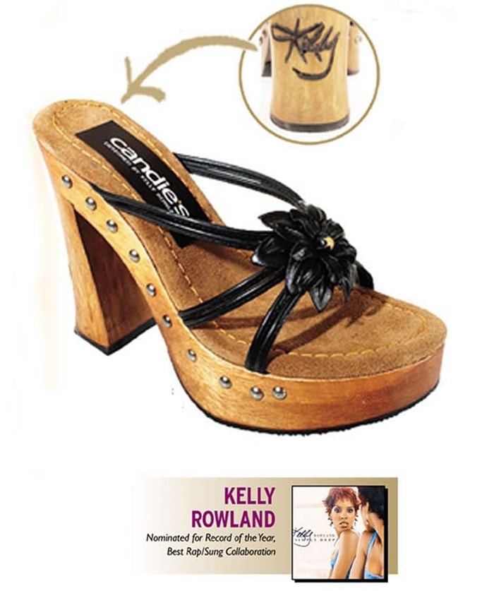 Kelly Rowland collaborated with Candie's to design these chic platform sandals, complete with her signature on the heel, for a charitable cause