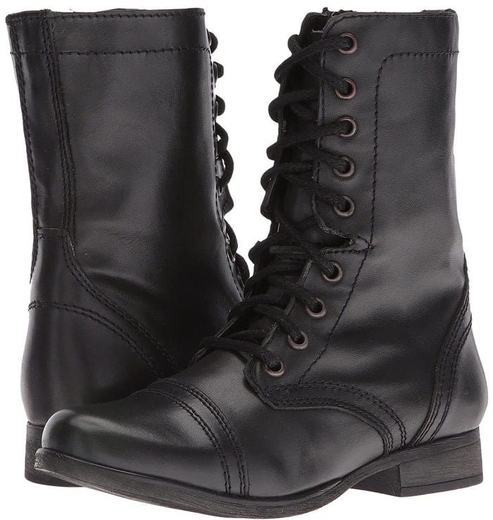 You'll be the leader of your pack with the Steve Madden Troopa combat boot featuring a leather upper with a classic stitch detail throughout