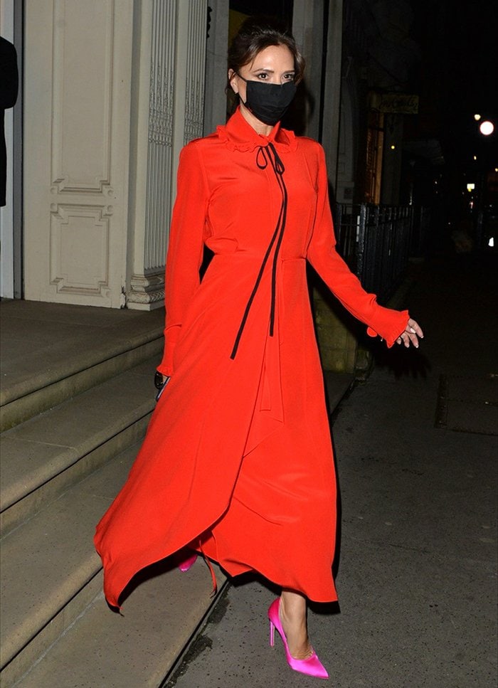 Victoria Beckham leaving her Dover Street store after an interview with Lorraine’s Mark Heyes on December 7, 2020