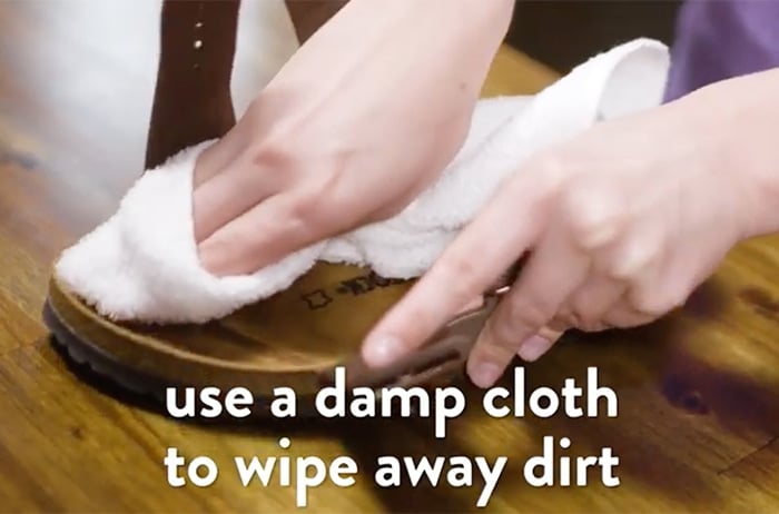 Use a damp cloth to wipe away excess dirt