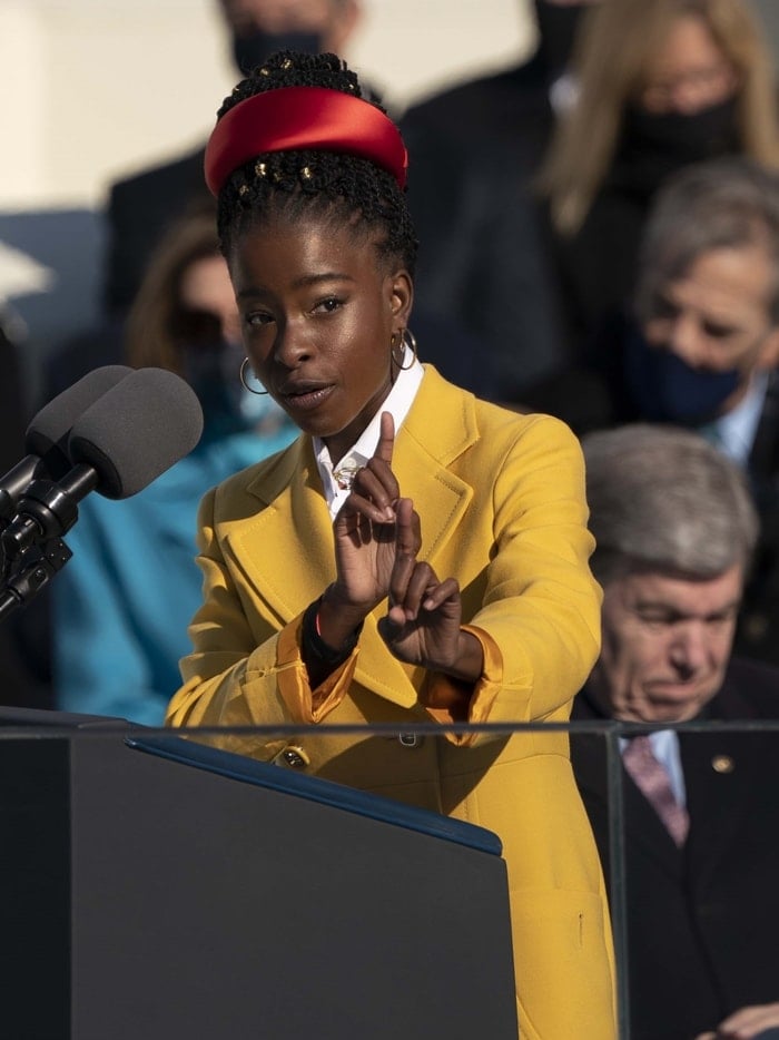 Poet Amanda Gorman reads her poem The Hill We Climb during the 59th presidential inauguration