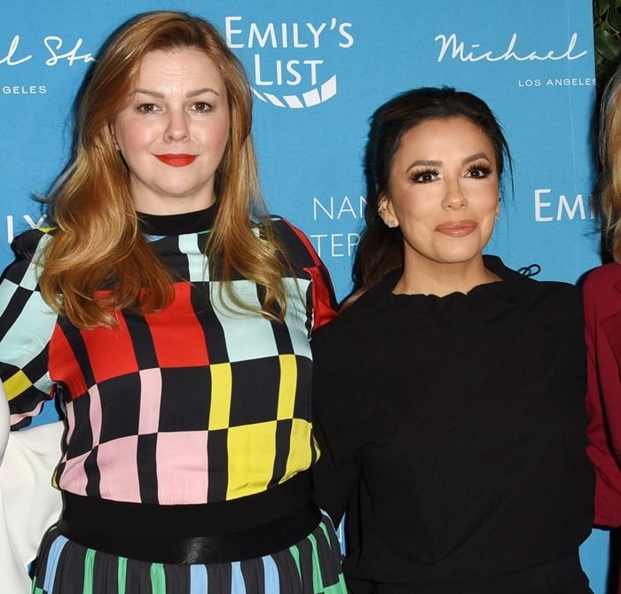 Amber Tamblyn and Eva Longoria arrive at Emily's List 3rd annual pre-Oscars event