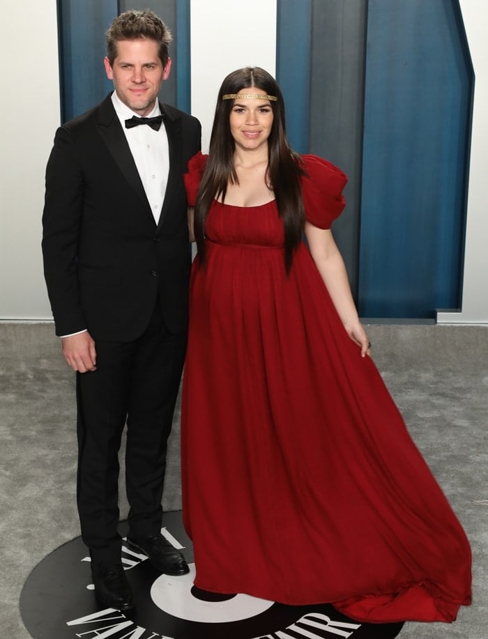 America Ferrera and her husband Ryan Piers Williams attend the 2020 Vanity Fair Oscar Party
