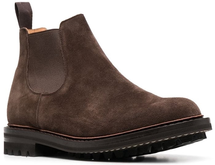 These brown suede Chelsea boots by Church's feature a classic design and a rigid rubber sole