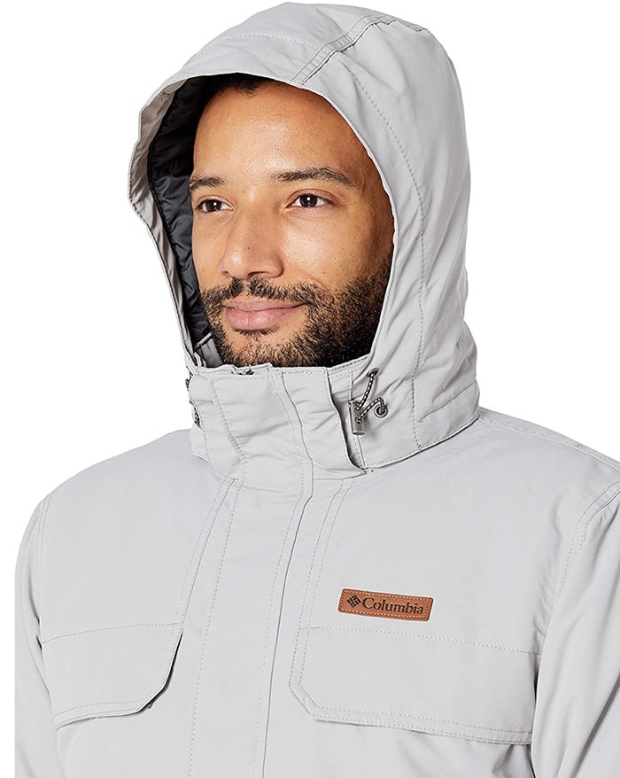 It has drawcord adjustable hood and hem to protect you from blowing snow