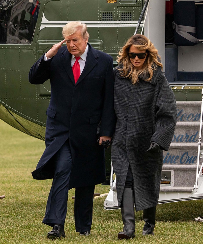 President Donald Trump and First Lady Melania Trump returns to the White House cutting short vacation at Mar-a-Lago on December 31, 2020