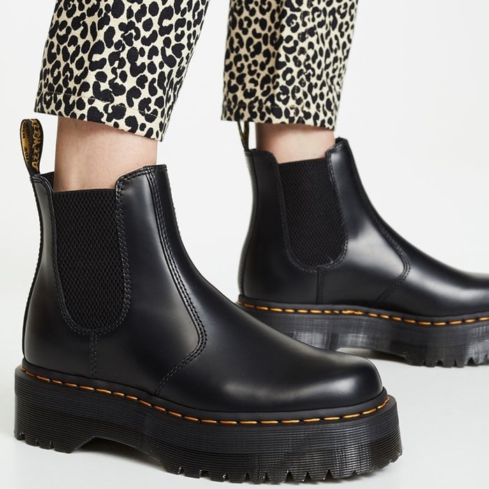 A classic Chelsea boot, done Doc Martens style with the brand's instantly recognizable contrast stitching