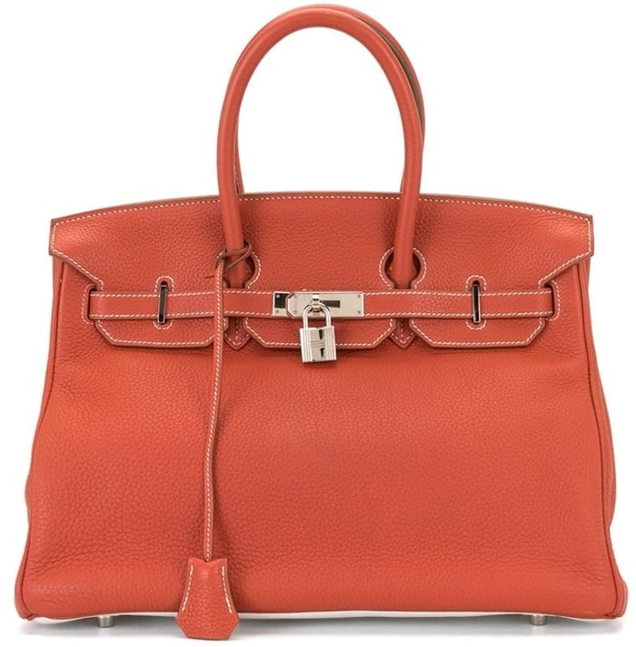 Boasting its famous twist-lock fastener and enough room inside for everything you wish to carry, this Birkin 35 tote bag from Hermès is for those with a refined fashion palate