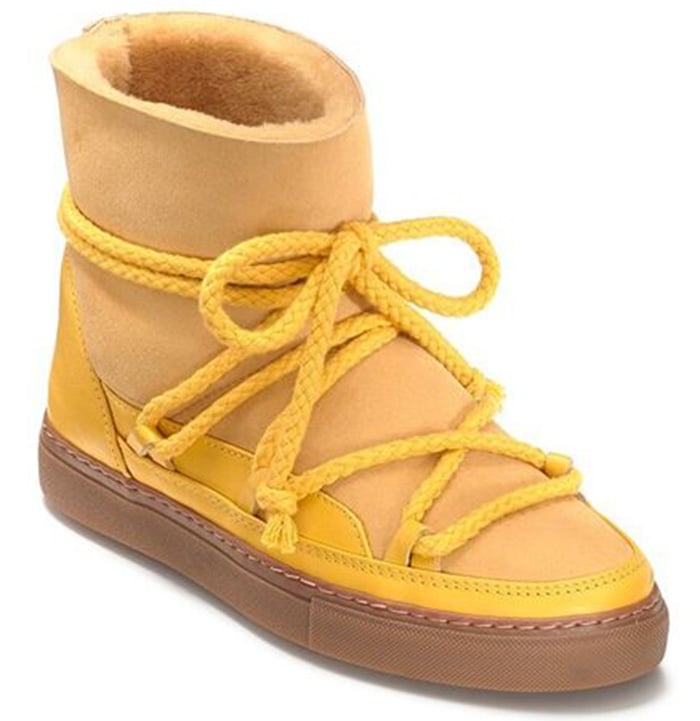 This yellow winter sneaker features shearling that will keep you warm and comfortable