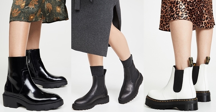 Chelsea boots can look effortlessly stylish with a midi dress